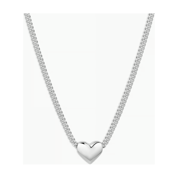 Lou Heart Charm Necklace Silver