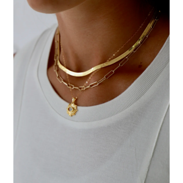 Smooth Gold Paperclip Chain Necklace - Image 2